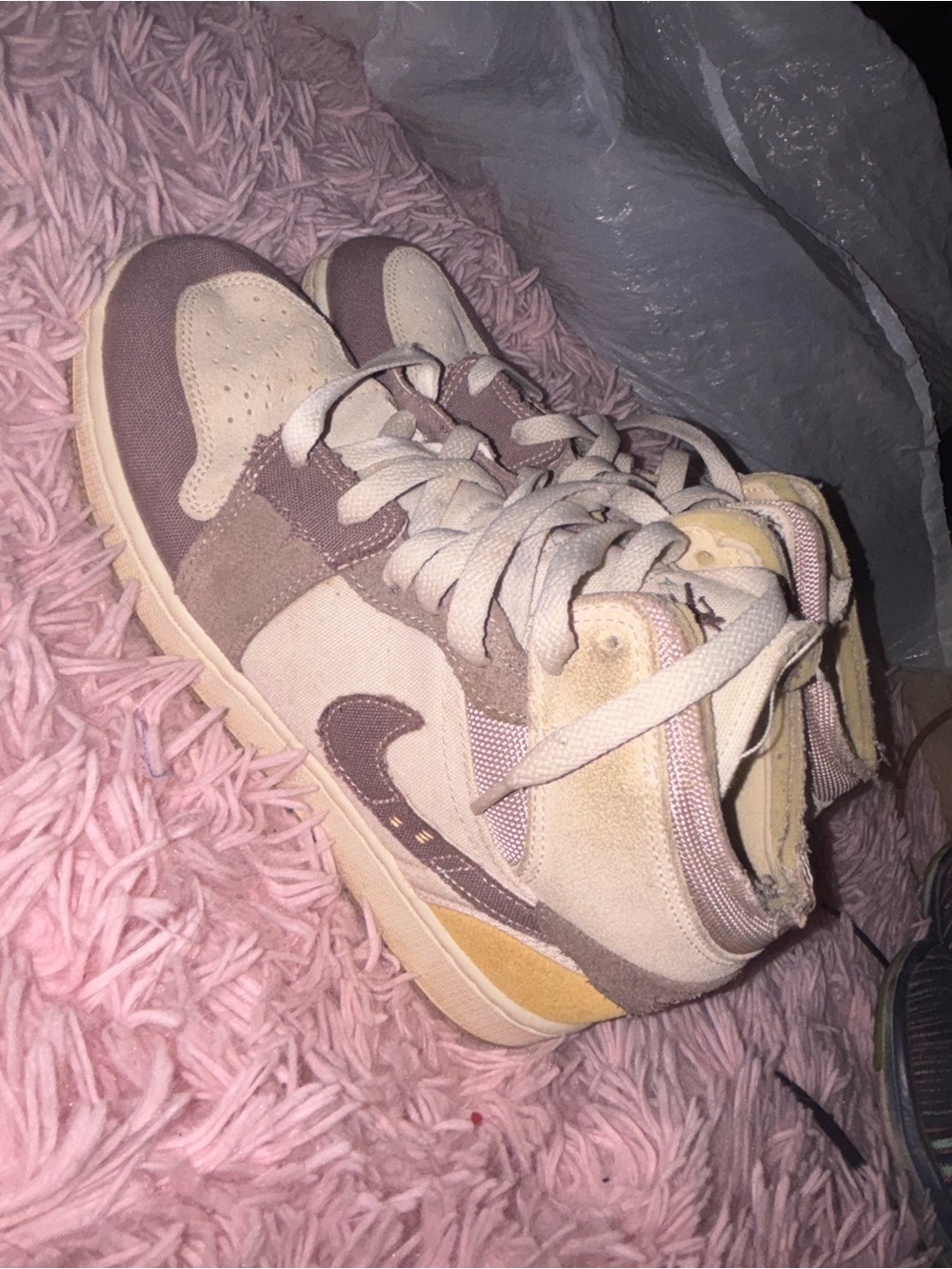 Jordan Women's High-Top Sneakers in Pink, Beige & Brown
